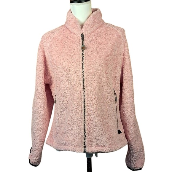 HOT CHILLYS L Teddy Bear Fleece‎ Jacket Pink Full Zip Soft Plush Comfy - Picture 1 of 9